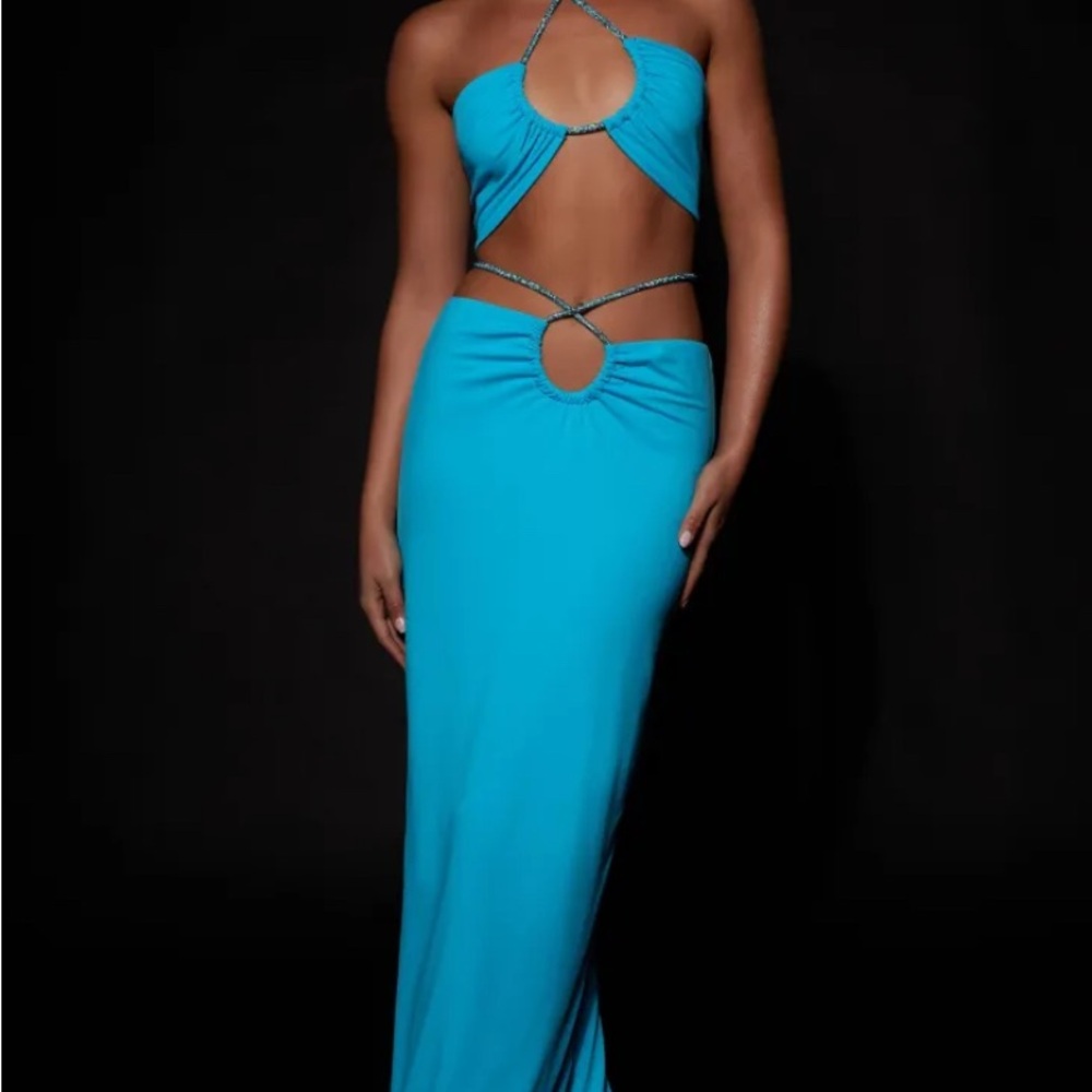 Meshki teal ruby diamanté skirt and top set XXS